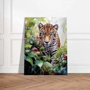 Tableau Aquarelle Jaguar dans la jungle luxuriante