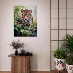 Tableau Aquarelle Jaguar dans la jungle luxuriante