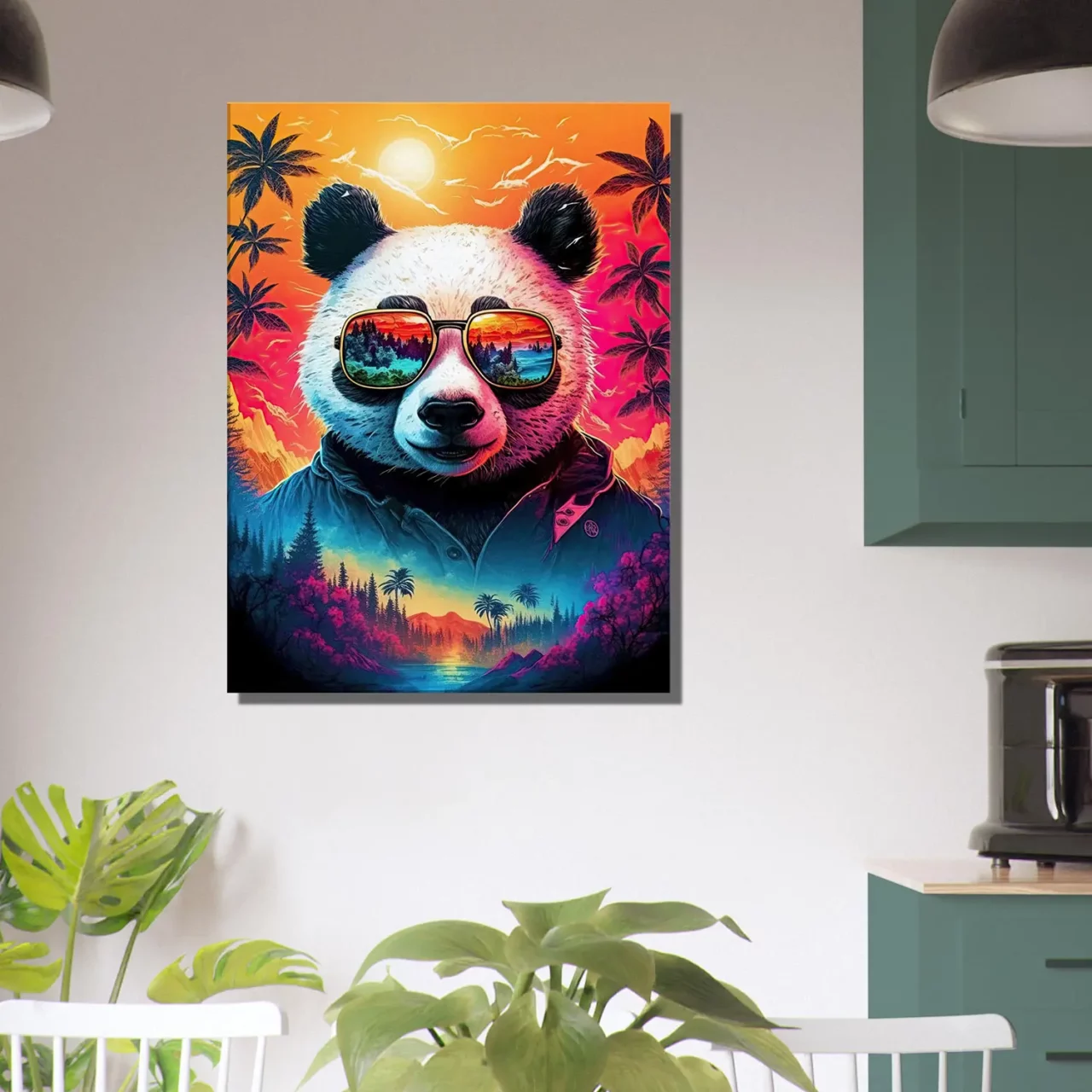 Cadre Panda cool et reflets hawaïens tropicaux panda cool et reflets hawaïens tropicaux