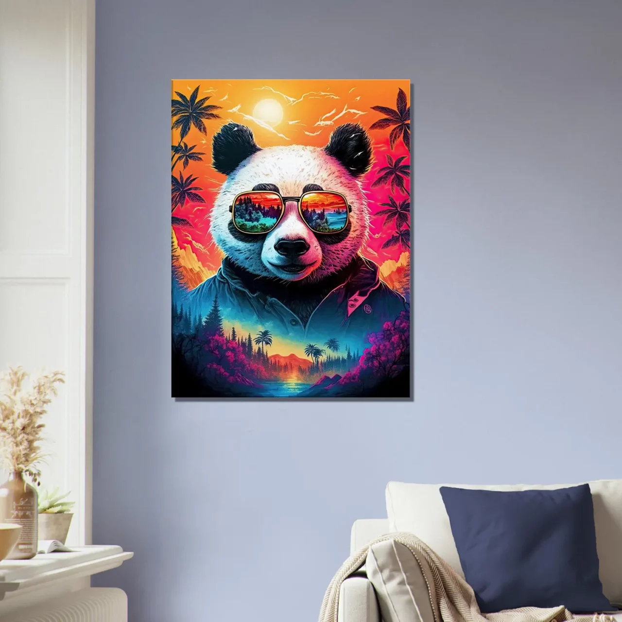 Cadre Panda cool et reflets hawaïens tropicaux panda cool et reflets hawaïens tropicaux