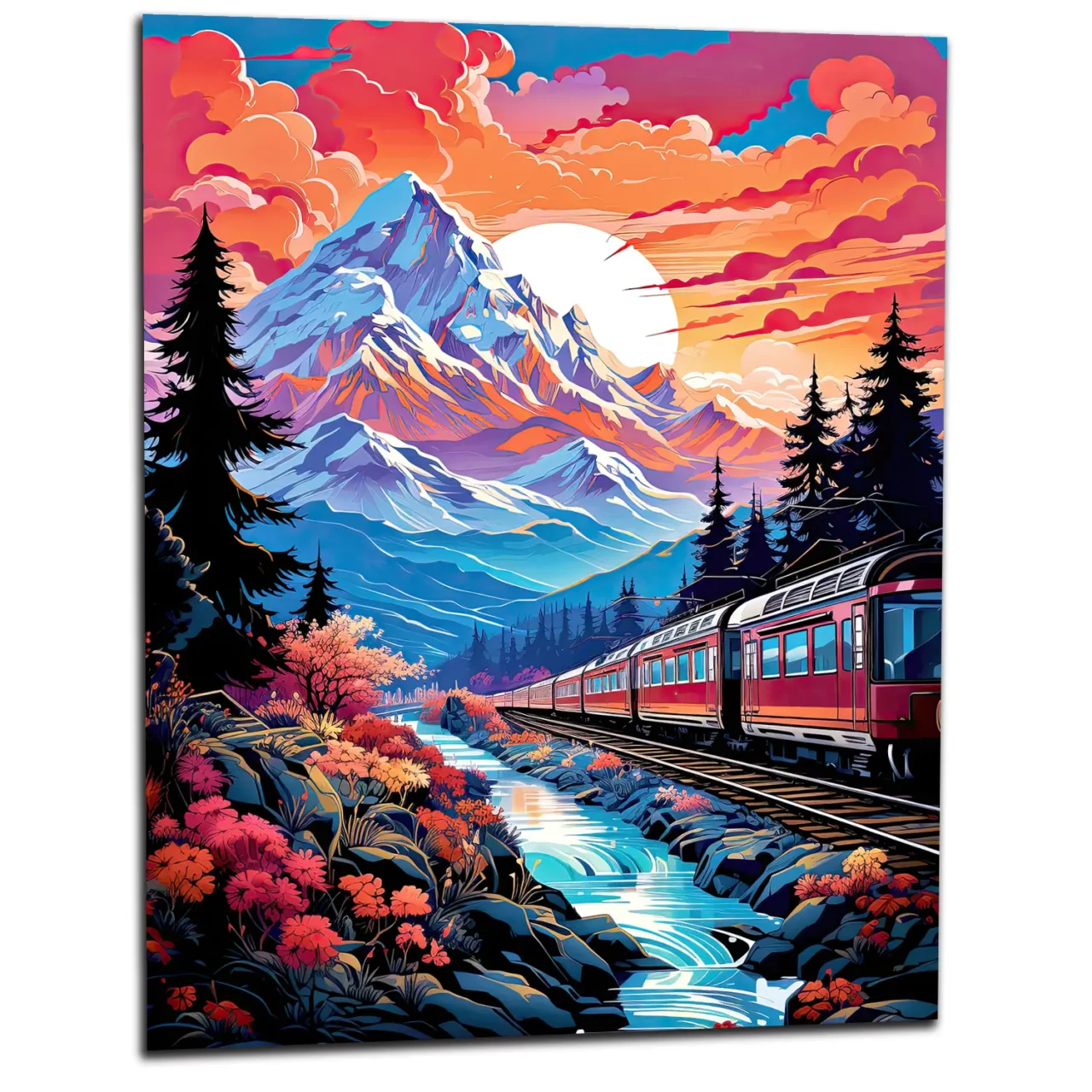 voyage en train vers les montagnes enneigées