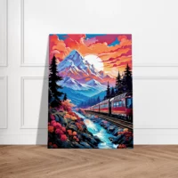 voyage en train vers les montagnes enneigées