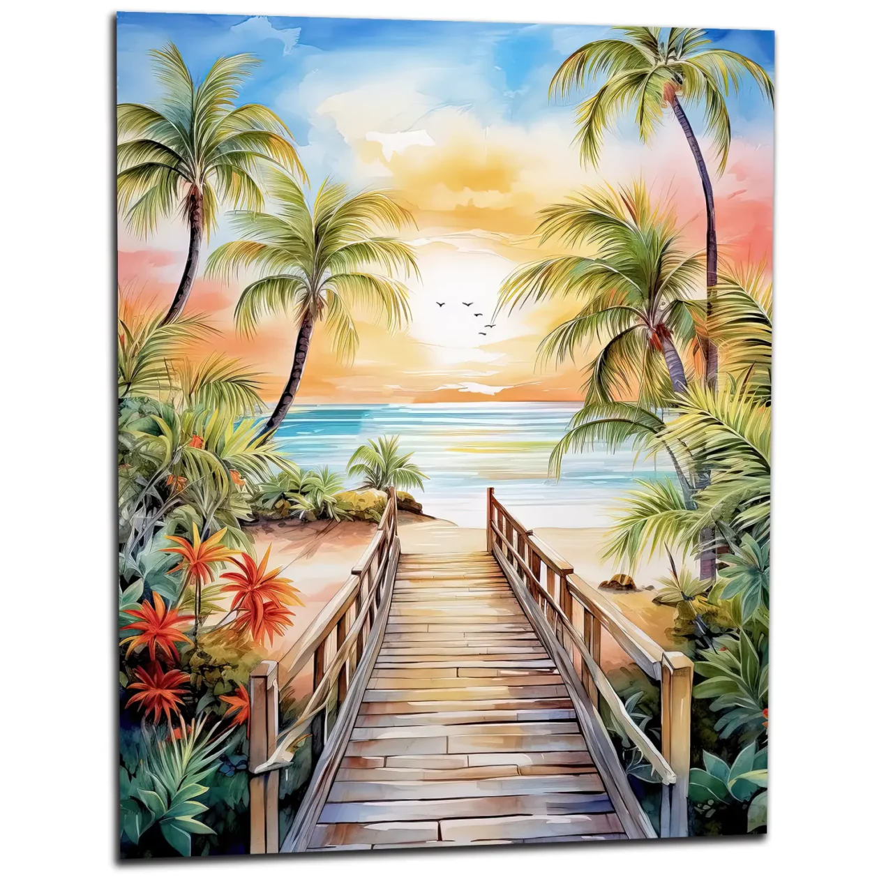 Aquarelle Évasion Tropicale Plage et palmiers aquarelle Évasion tropicale plage et palmiers