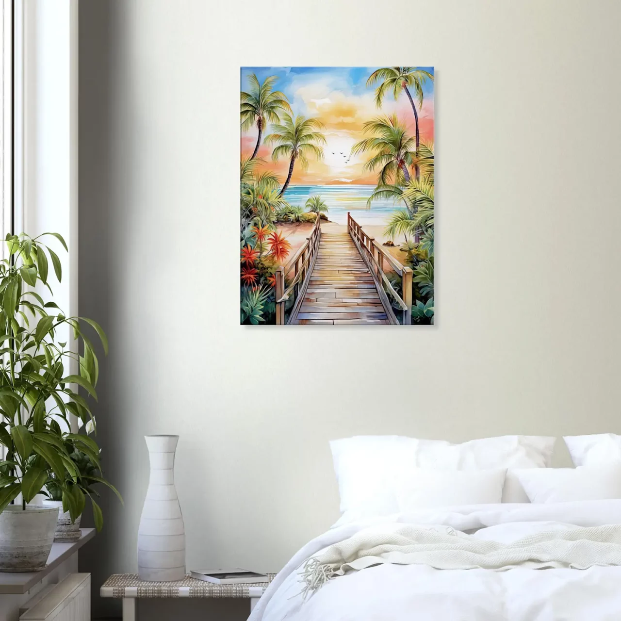 Aquarelle Évasion Tropicale Plage et palmiers aquarelle Évasion tropicale plage et palmiers