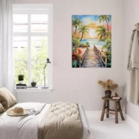 Aquarelle Évasion Tropicale Plage et palmiers aquarelle Évasion tropicale plage et palmiers