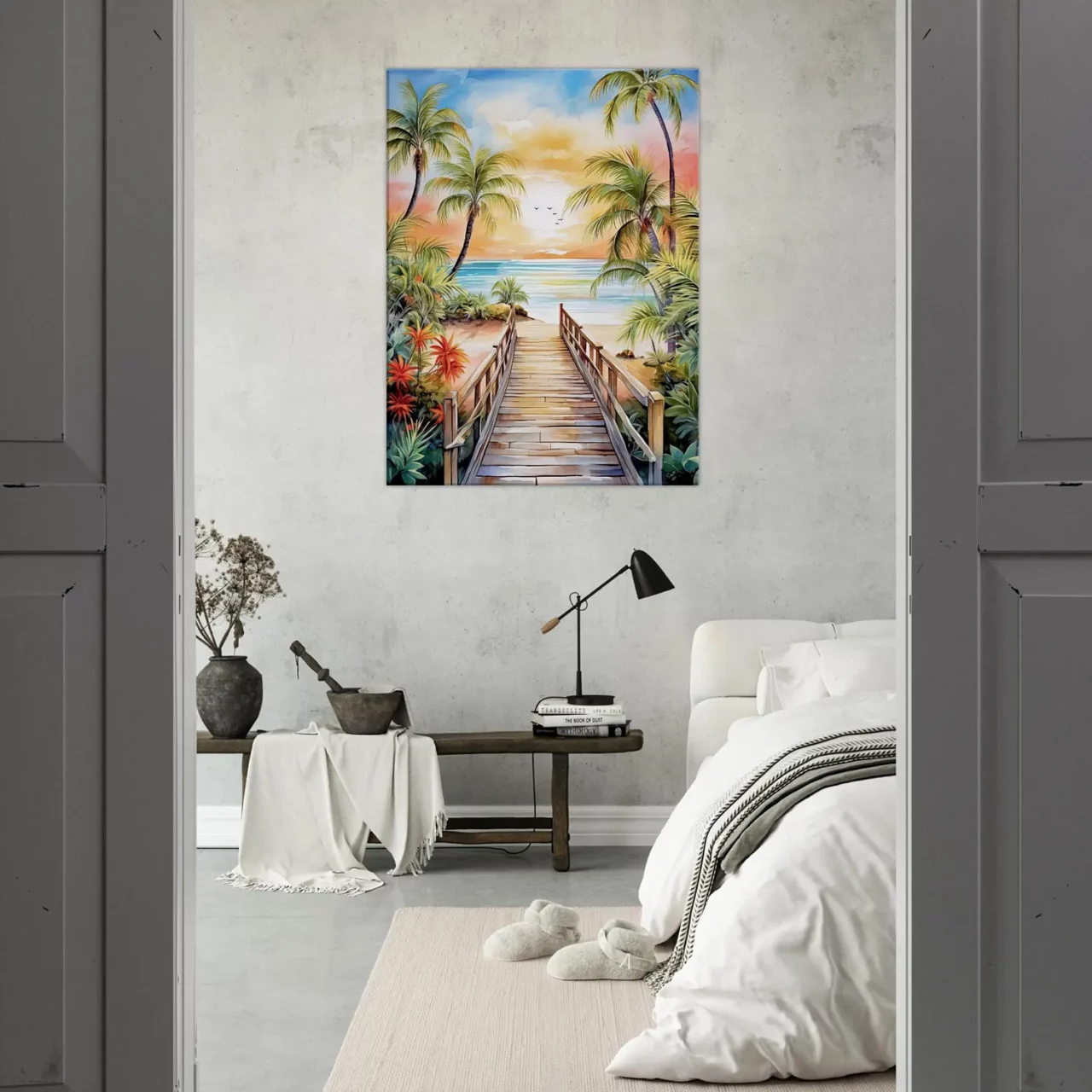 Aquarelle Évasion Tropicale Plage et palmiers aquarelle Évasion tropicale plage et palmiers