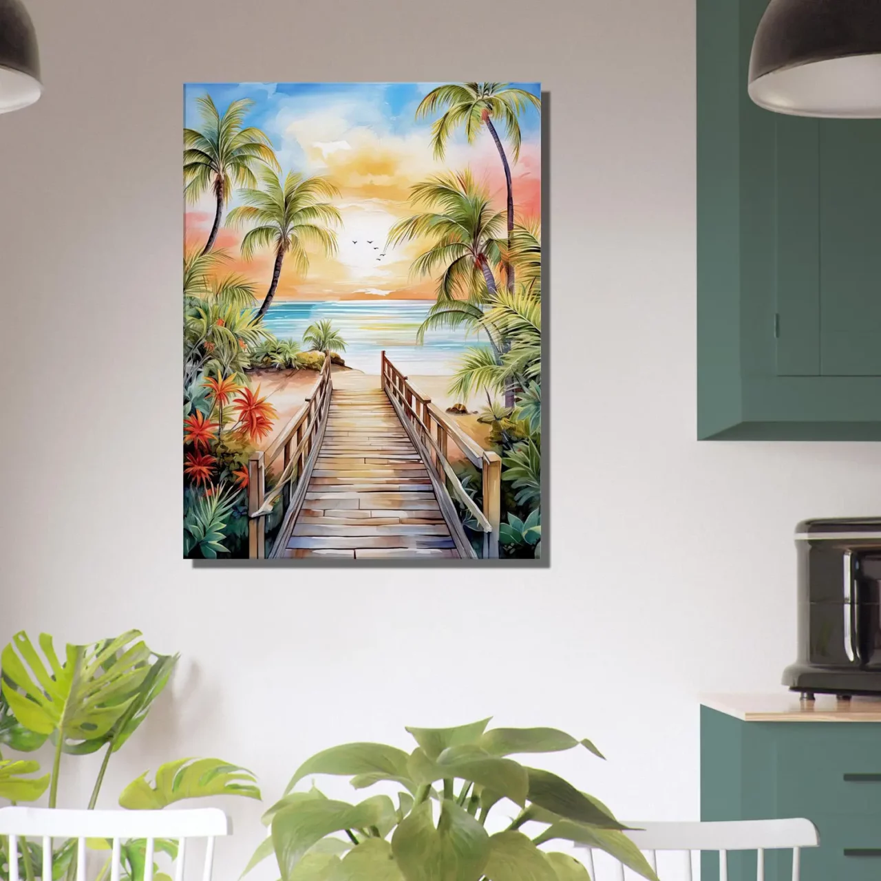 Aquarelle Évasion Tropicale Plage et palmiers aquarelle Évasion tropicale plage et palmiers
