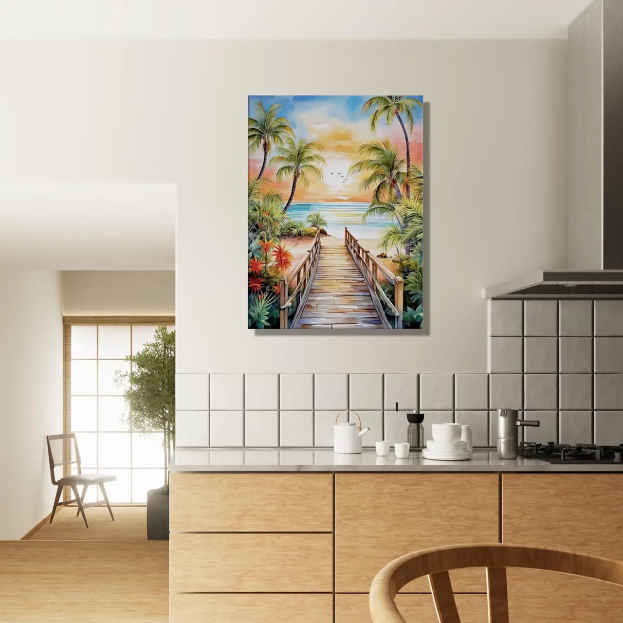 Aquarelle Évasion Tropicale Plage et palmiers aquarelle Évasion tropicale plage et palmiers