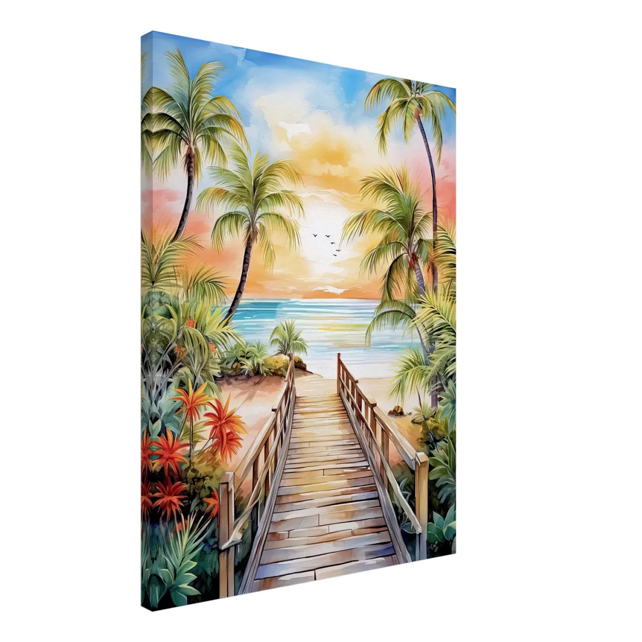Aquarelle Évasion Tropicale Plage et palmiers aquarelle Évasion tropicale plage et palmiers