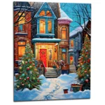 chaleur de noel dans une rue enneigée chaleur de noel dans une rue enneigée