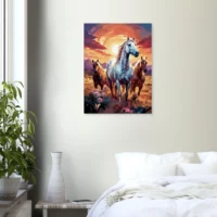 chevaux sauvages dans la steppe argentine