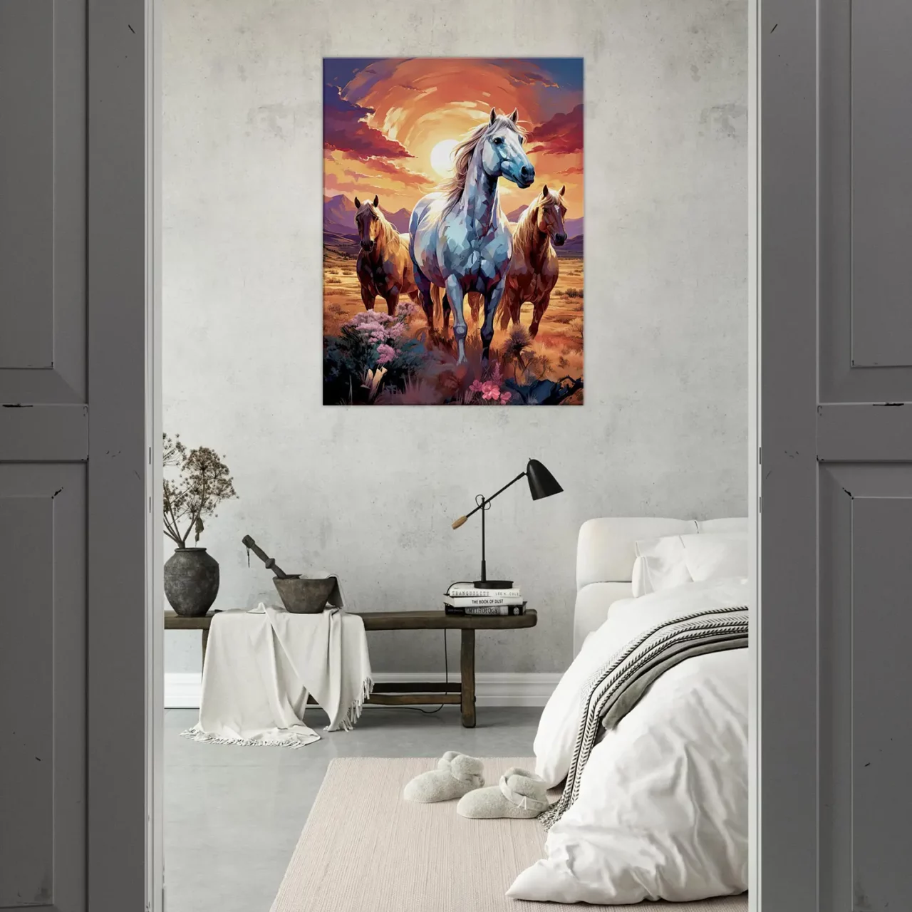 chevaux sauvages dans la steppe argentine