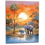 crepuscule africain douceur dune famille delephants crépuscule africain douceur d'une famille d'Éléphants