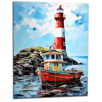 Phare Coloré et Bateau de Pêche au Port phare coloré et bateau de pêche au port