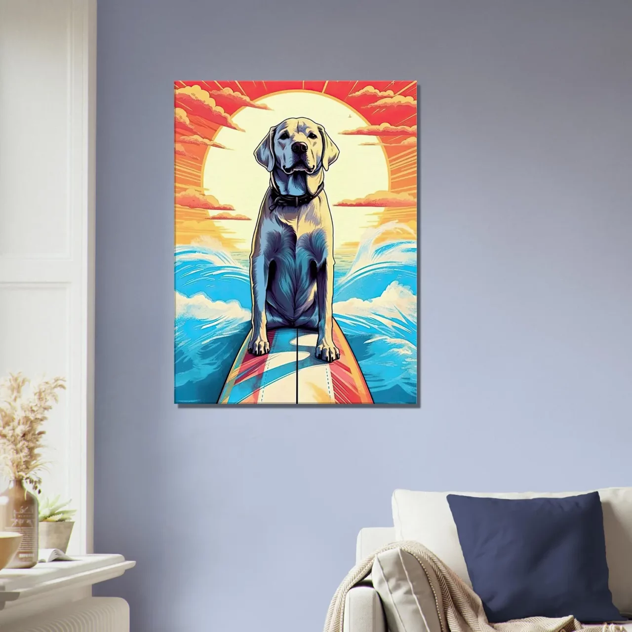 Cadre Surfeur Canin : Aventure d’Été sur les Vagues surfeur canin : aventure d'Été sur les vagues