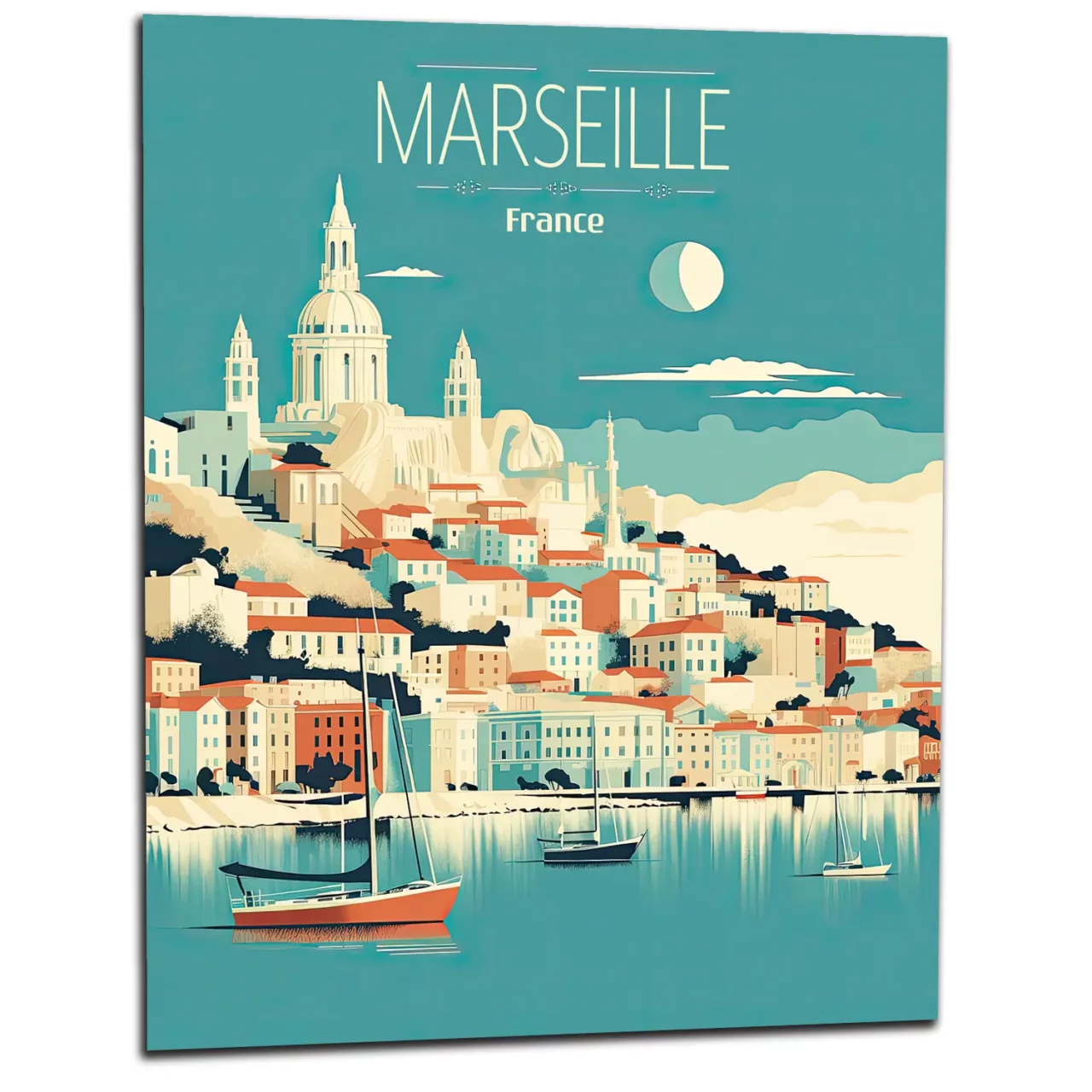 marseille style affiche rétro bleu
