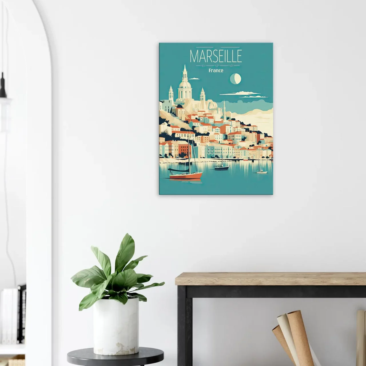 marseille style affiche rétro bleu