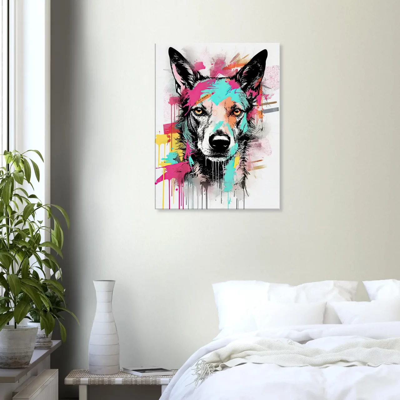 portrait canin art moderne couleurs néon