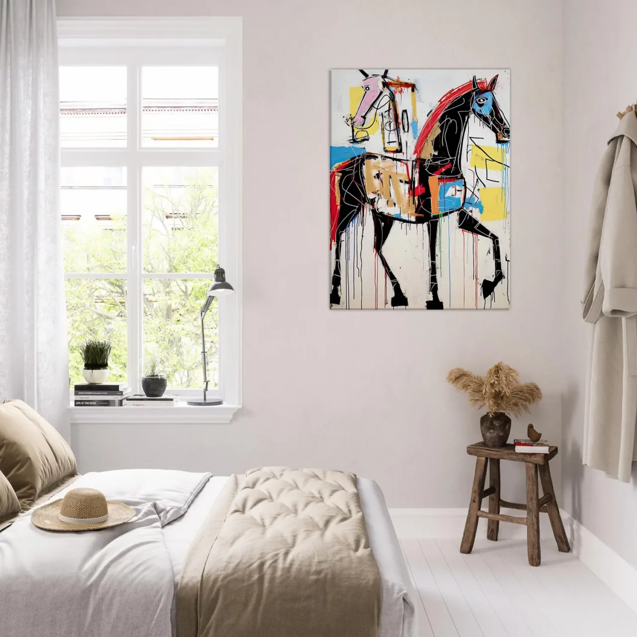 Cavalcade Abstraite: Art Équestre Contemporain cheval abstrait basquiat