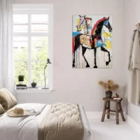 Cavalcade Abstraite: Art Équestre Contemporain cheval abstrait basquiat