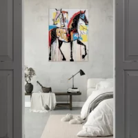 Cavalcade Abstraite: Art Équestre Contemporain cheval abstrait basquiat