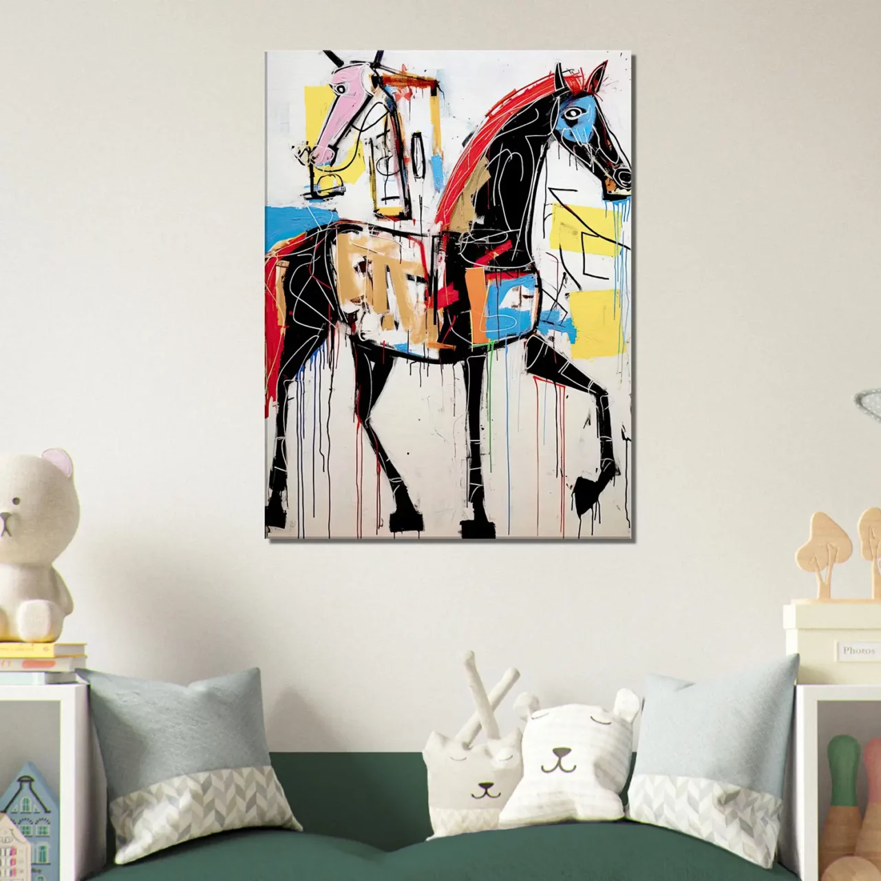 Cavalcade Abstraite: Art Équestre Contemporain cheval abstrait basquiat