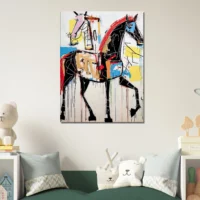 Cavalcade Abstraite: Art Équestre Contemporain cheval abstrait basquiat