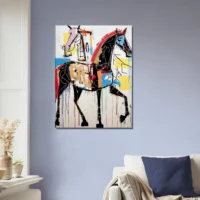 Cavalcade Abstraite: Art Équestre Contemporain cheval abstrait basquiat