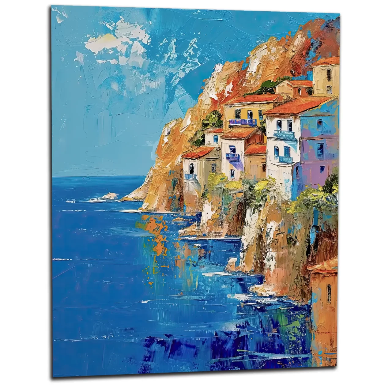 Cote méditerranéenne Grecque, peinture a l’huile cote méditerranéenne grecque, peinture a l'huile