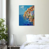cote méditerranéenne grecque, peinture a l'huile