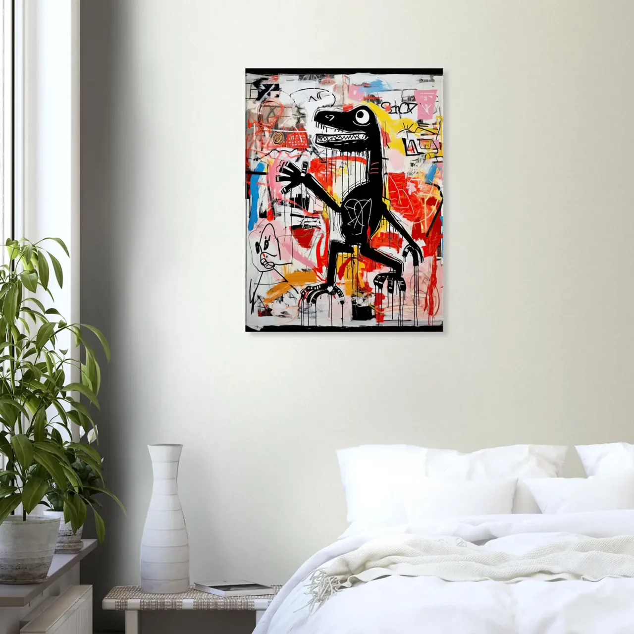 tableau basquiat, le dinosaure