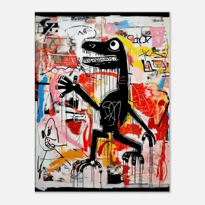 Tableau Dinosaure Abstrait: Hommage à Basquiat