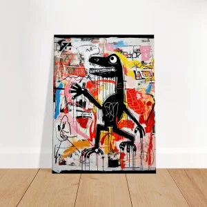 Tableau Dinosaure Abstrait: Hommage à Basquiat