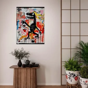 Tableau Dinosaure Abstrait: Hommage à Basquiat