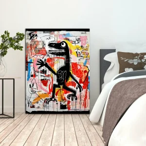 Tableau Dinosaure Abstrait: Hommage à Basquiat