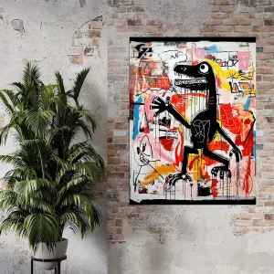 Tableau Dinosaure Abstrait: Hommage à Basquiat