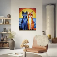 Duo de chats au coucher de soleil duo de chats au coucher de soleil