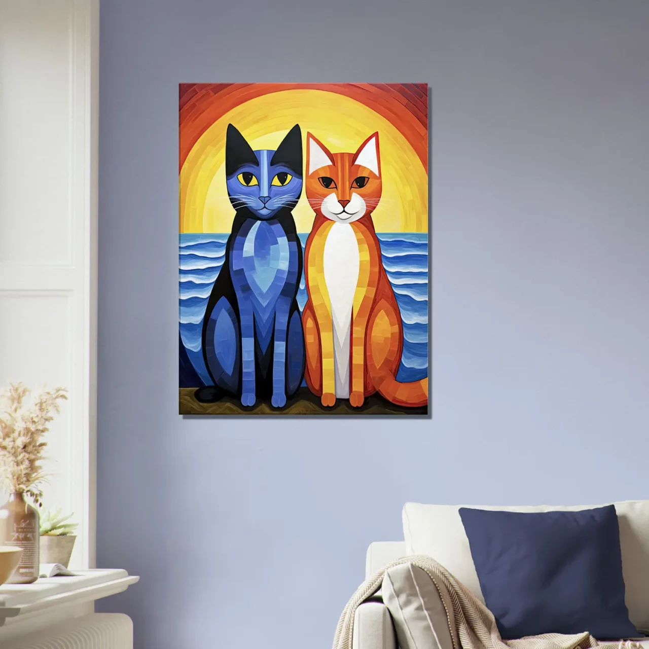 Duo de chats au coucher de soleil duo de chats au coucher de soleil