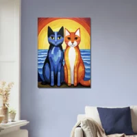 Duo de chats au coucher de soleil duo de chats au coucher de soleil
