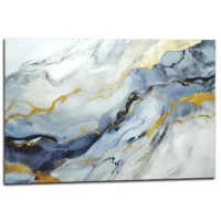 Cadre Veines de la Terre: Marbre et Or Abstrait marbre bleu doré abstrait