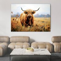 Majesté d’une vache Highland en Automne majesté d'une vache highland en automne