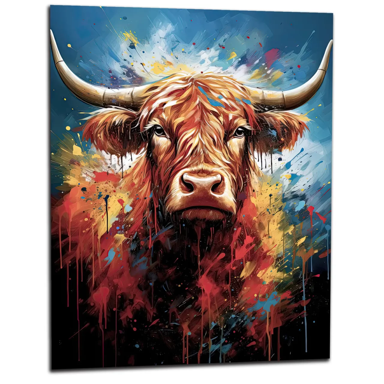 tableau vache highland colorée sur toile