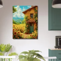 Eclat d’été Maisonnette et Tournesols eclat d'été maisonnette et tournesols