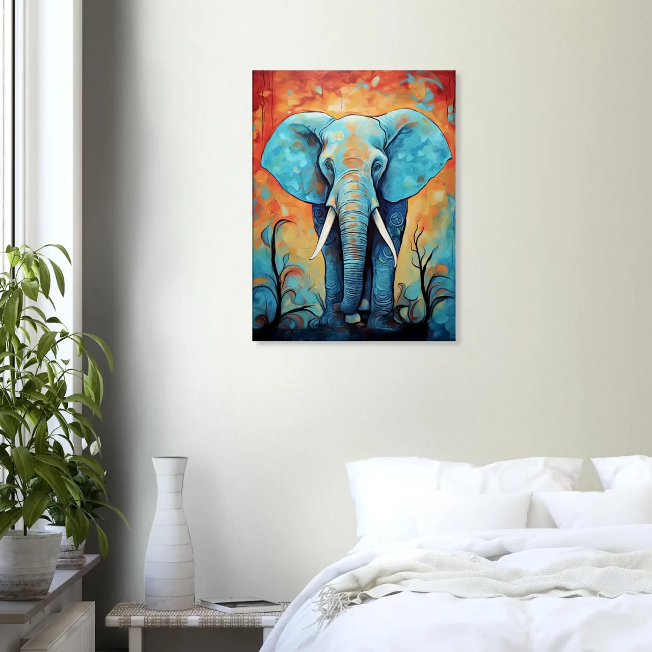 Tableau Aquarelle Vibrante Eléphant majestueux Tableau Aquarelle Vibrante Eléphant majestueux