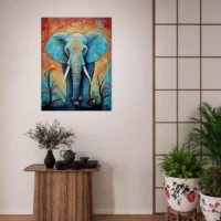 Tableau Aquarelle Vibrante Eléphant majestueux Tableau Aquarelle Vibrante Eléphant majestueux