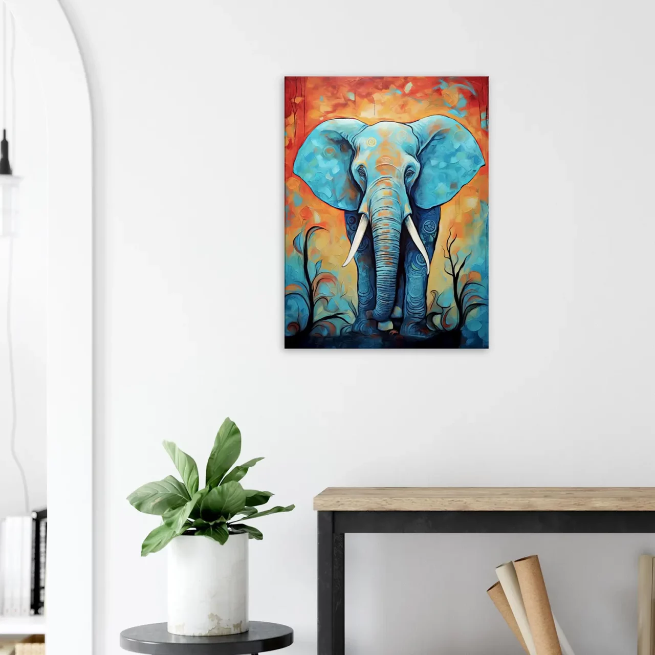 Tableau Aquarelle Vibrante Eléphant majestueux Tableau Aquarelle Vibrante Eléphant majestueux