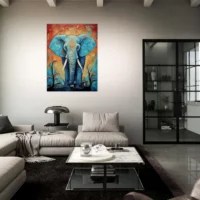 Tableau Aquarelle Vibrante Eléphant majestueux Tableau Aquarelle Vibrante Eléphant majestueux