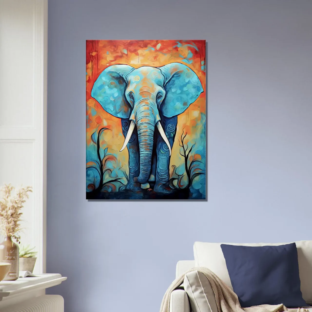 Tableau Aquarelle Vibrante Eléphant majestueux Tableau Aquarelle Vibrante Eléphant majestueux