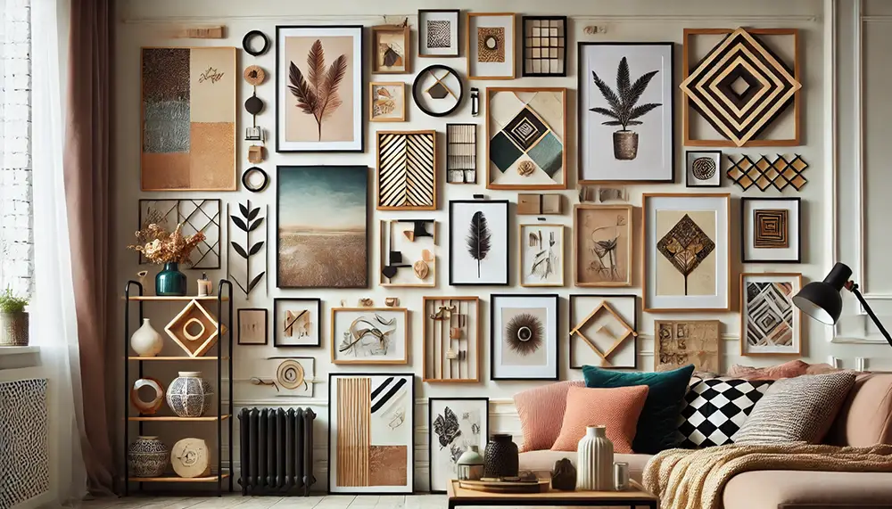 d'un mur vide à un espace artistique - illustration de tableaux sur un mur