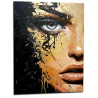 Toile Regard d’or – Fusion de beauté et de chaos regarde femme beauté et chaos